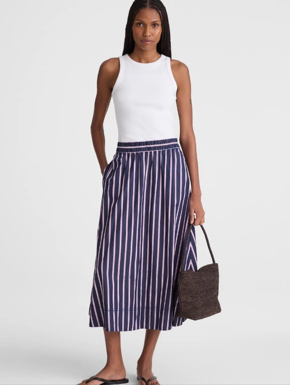 Madewell Midi Circle Skirt in Poplin OA291 Size XL 100% Cotton